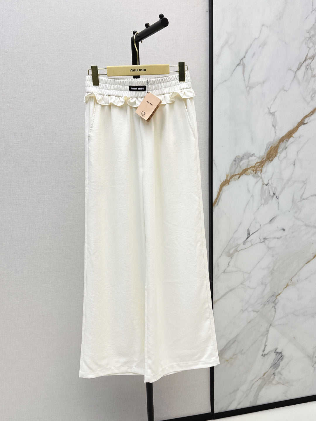 Miumiu 2026 Elastic Waist Straight Leg Pants Polyester 435240