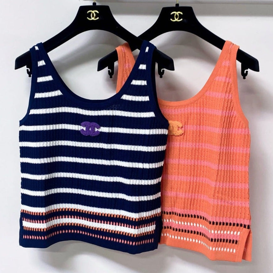 Chanel 2026 Stripped Knit Vest Tencel 442959