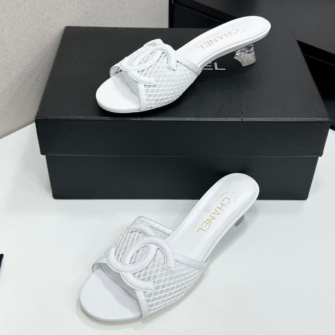 Chanel 2026 Transparent Spool Heels Leather Sheepskin Mesh 822723