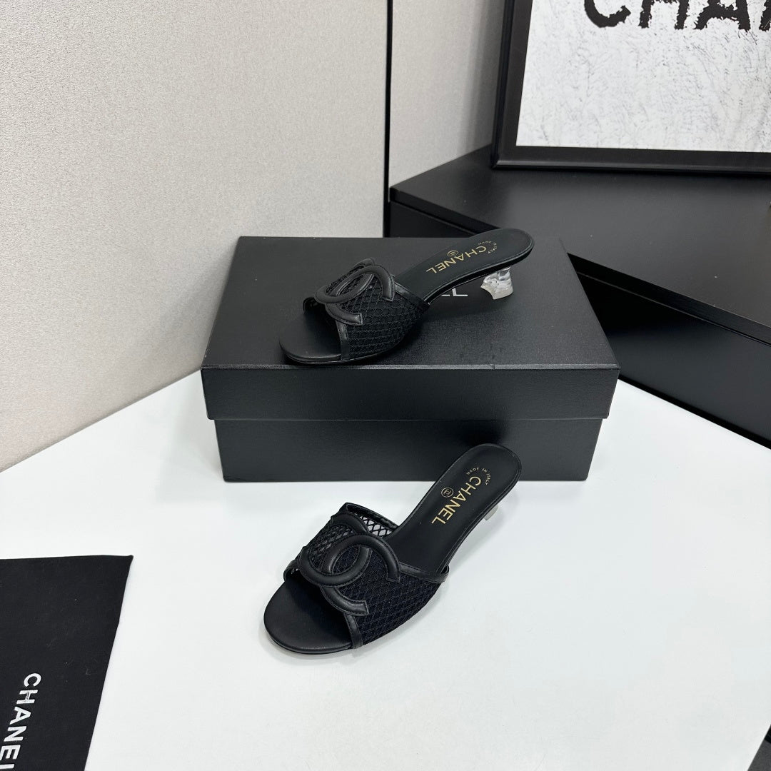 Chanel 2026 Transparent Spool Heels Leather Sheepskin Mesh 822723