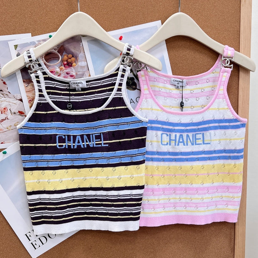 Chanel 2026 Striped Knit Tank Top Wool 481932