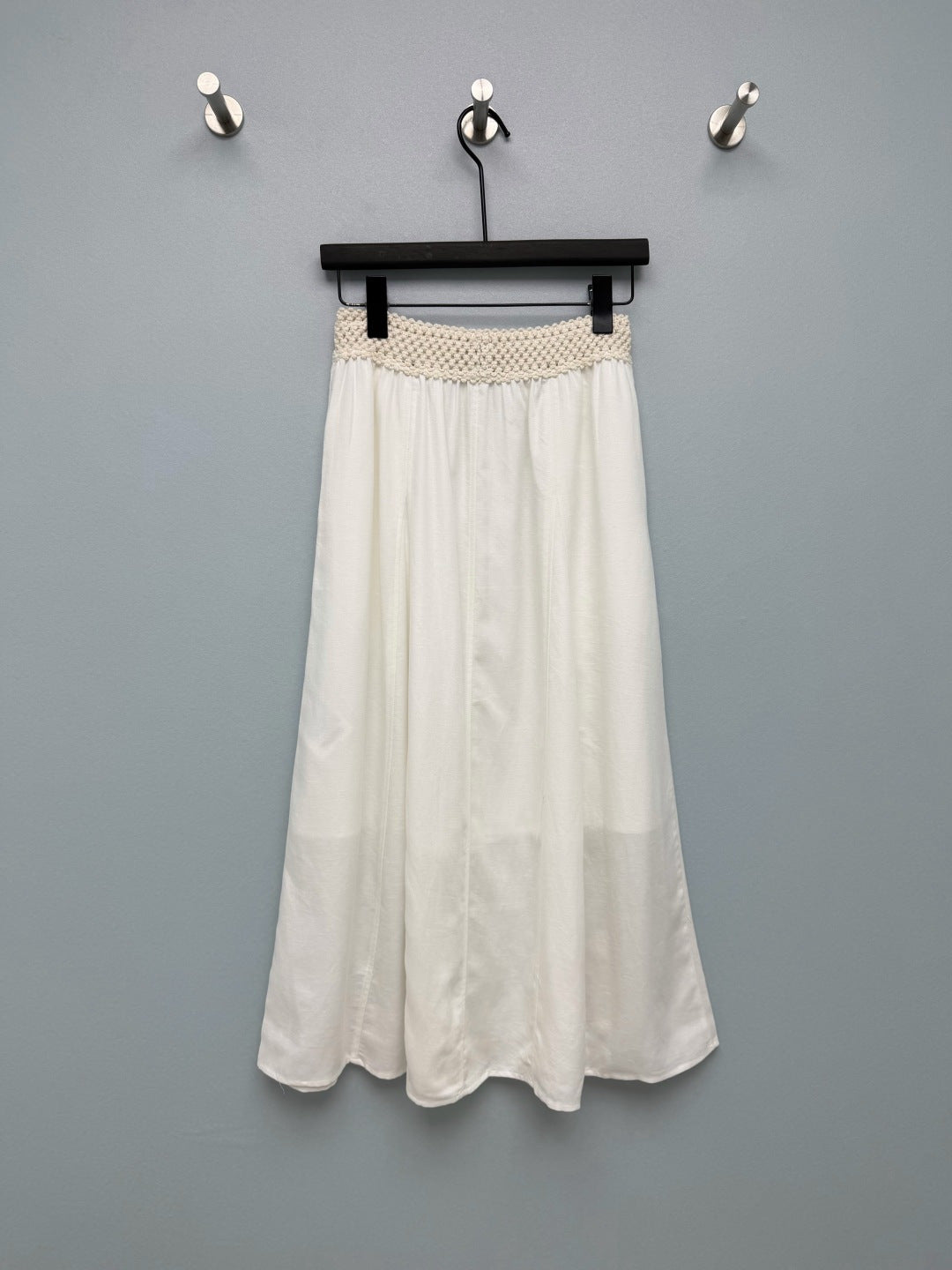 Miumiu 2026 Midi Skirt with Crocheted Waistband Cotton Tencel 392402