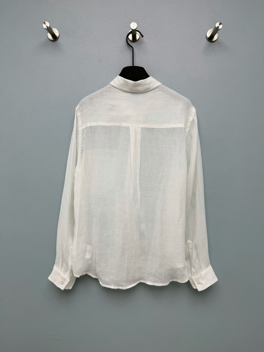 Chanel 2026 Double C Embroidery Shirt White and Navy Blue Cotton 392370