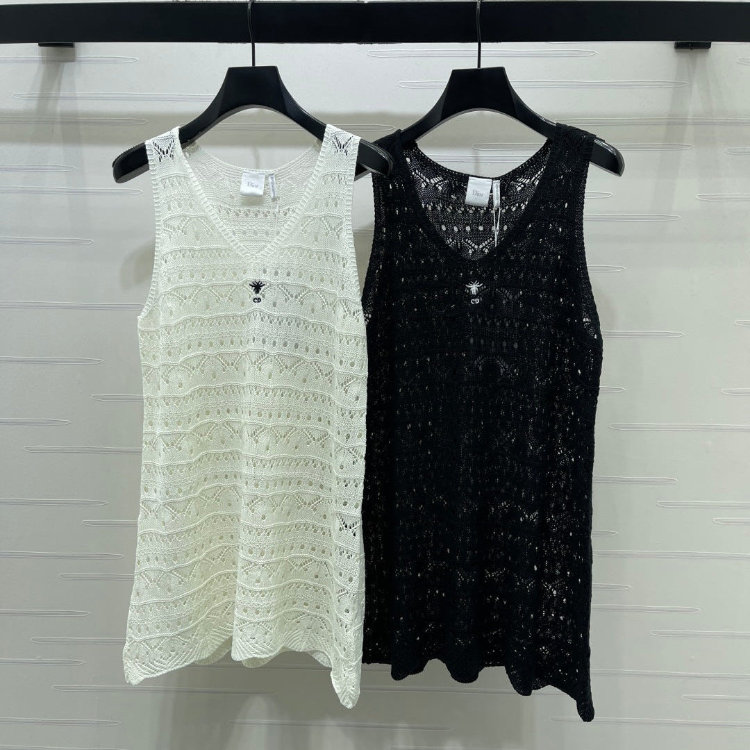Dior 2026 Hollow-out Long Knitted Vest Dress Cotton 517619