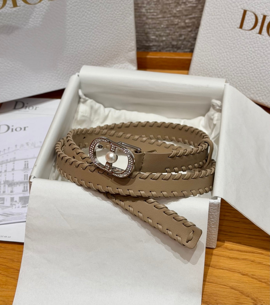 Dior 2026 Hand-woven Calfskin Belt 20mm With Braided Rope Trim