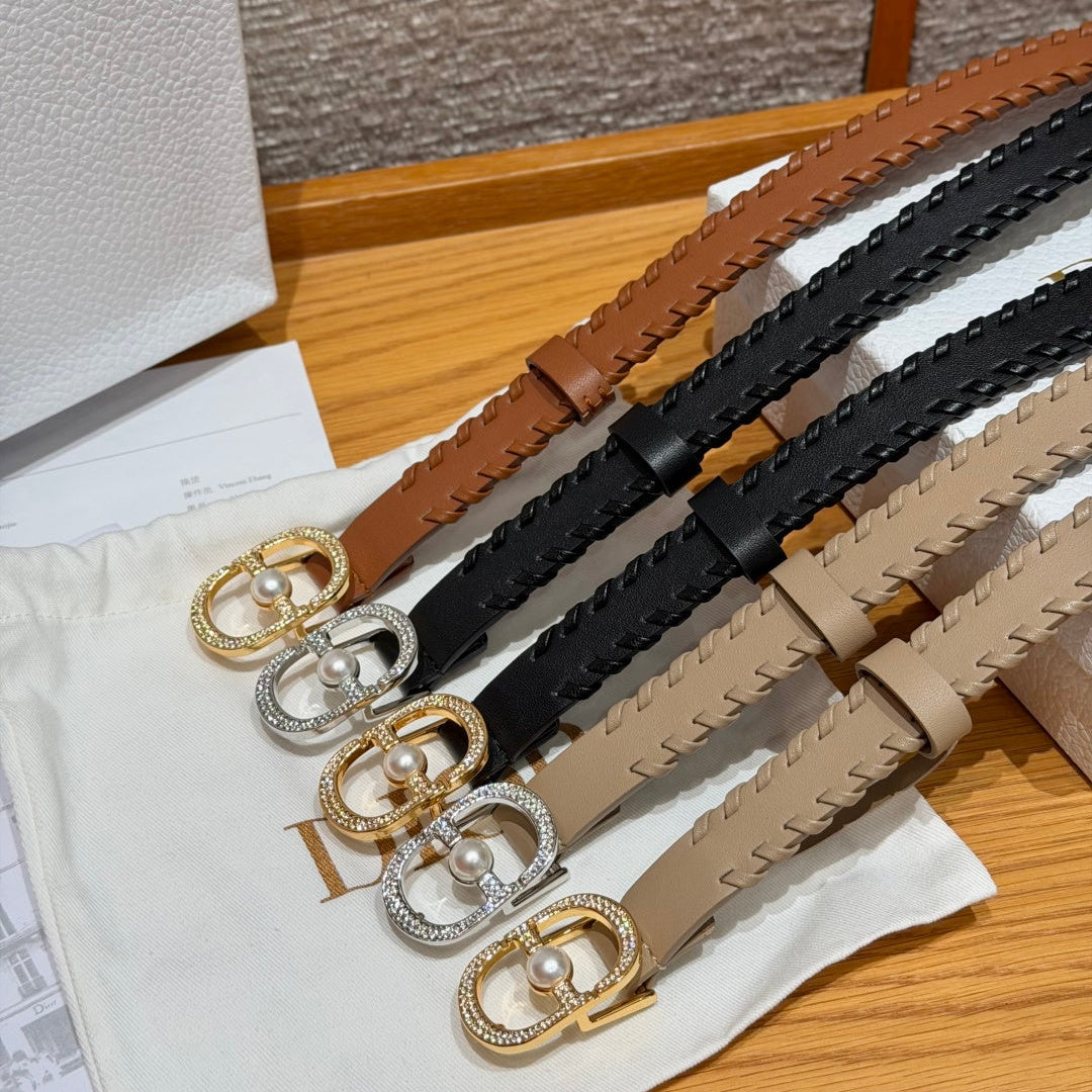 Dior 2026 Hand-woven Calfskin Belt 20mm With Braided Rope Trim