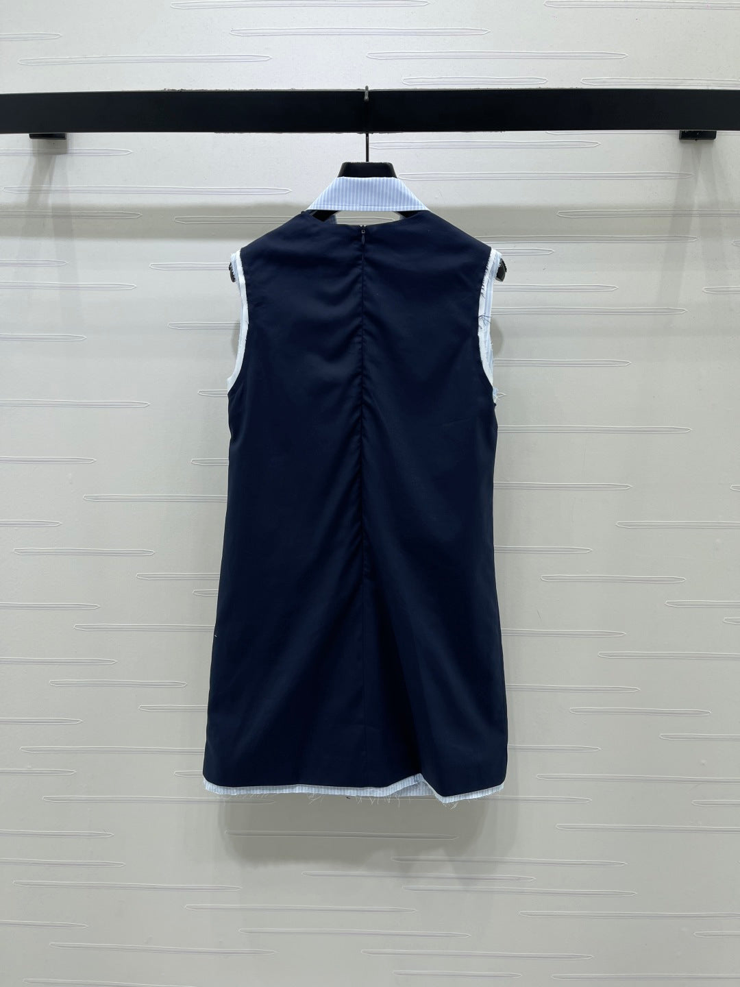 Dior 2026 Color-blocked Striped Collared Sleeveless Dress Cotton 392608