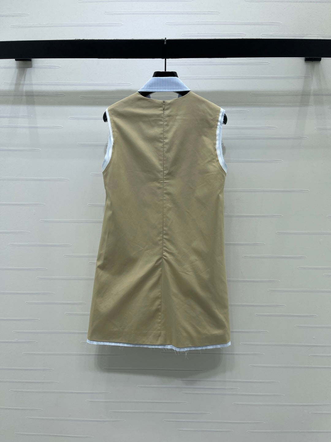 Dior 2026 Color-blocked Striped Collared Sleeveless Dress Cotton 392608