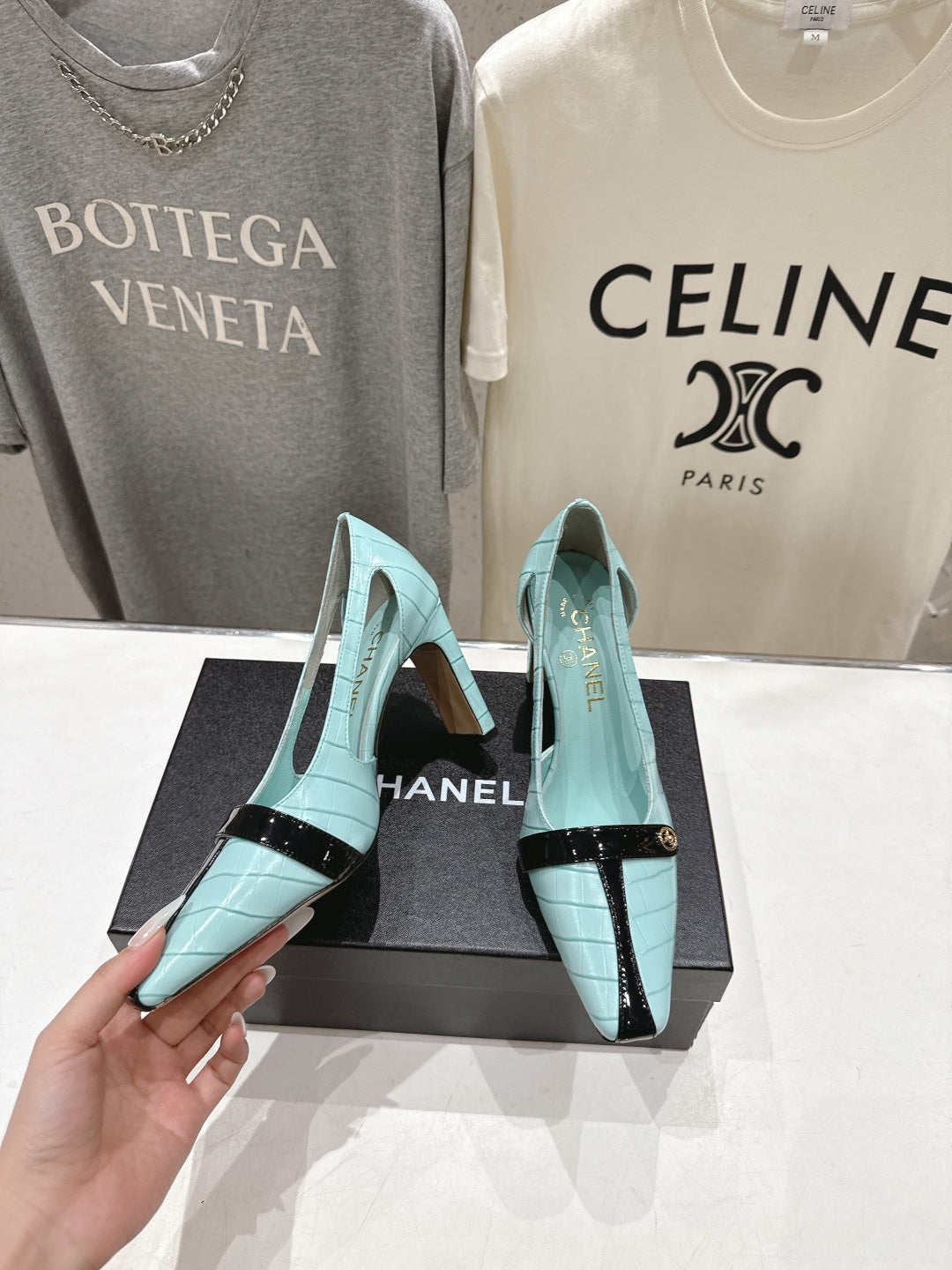 Chanel 2026 Embossed Patent Calfskin 85mm Pumps 896437