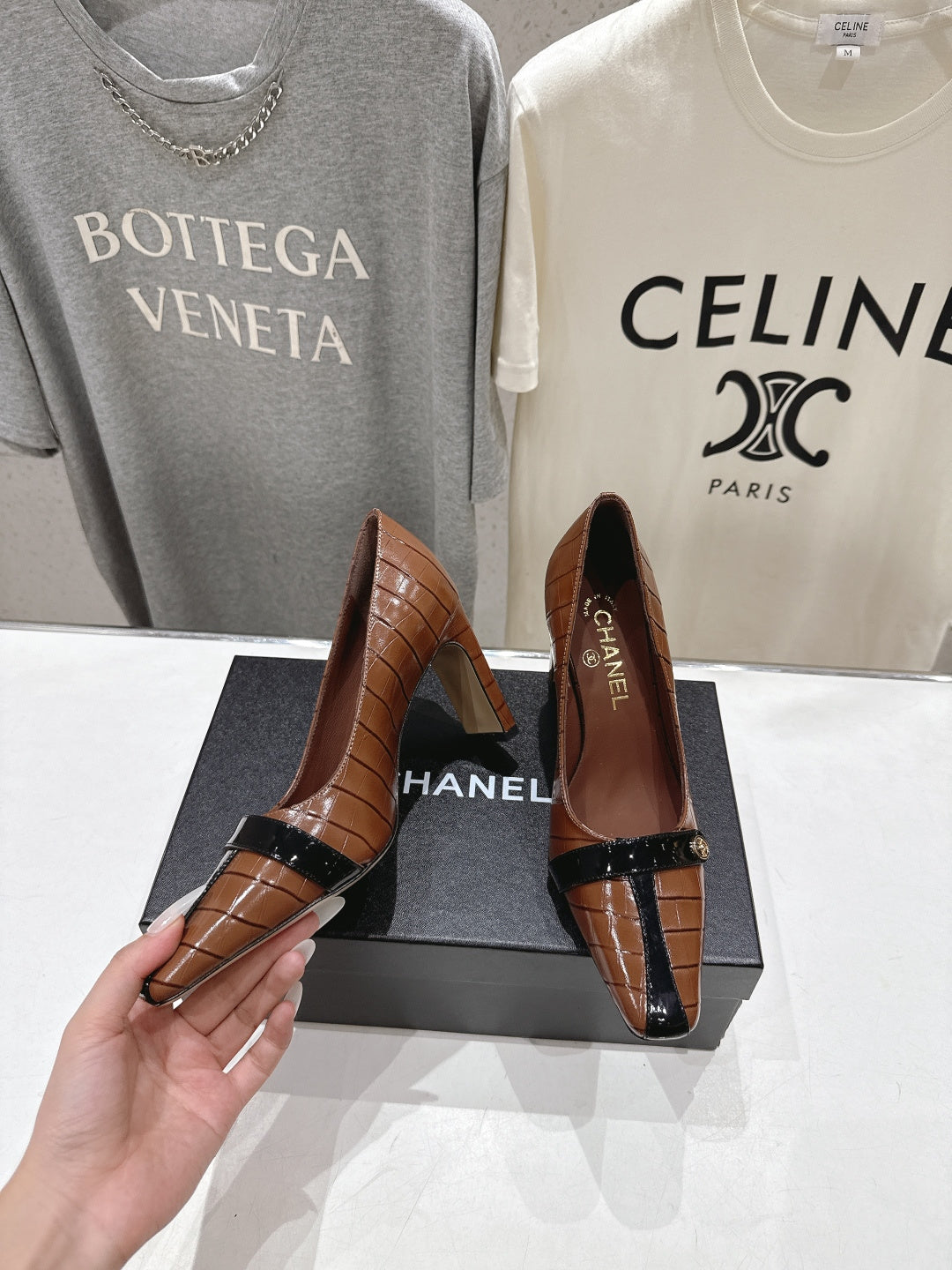 Chanel 2026 Embossed Patent Calfskin 85mm Pumps 896450