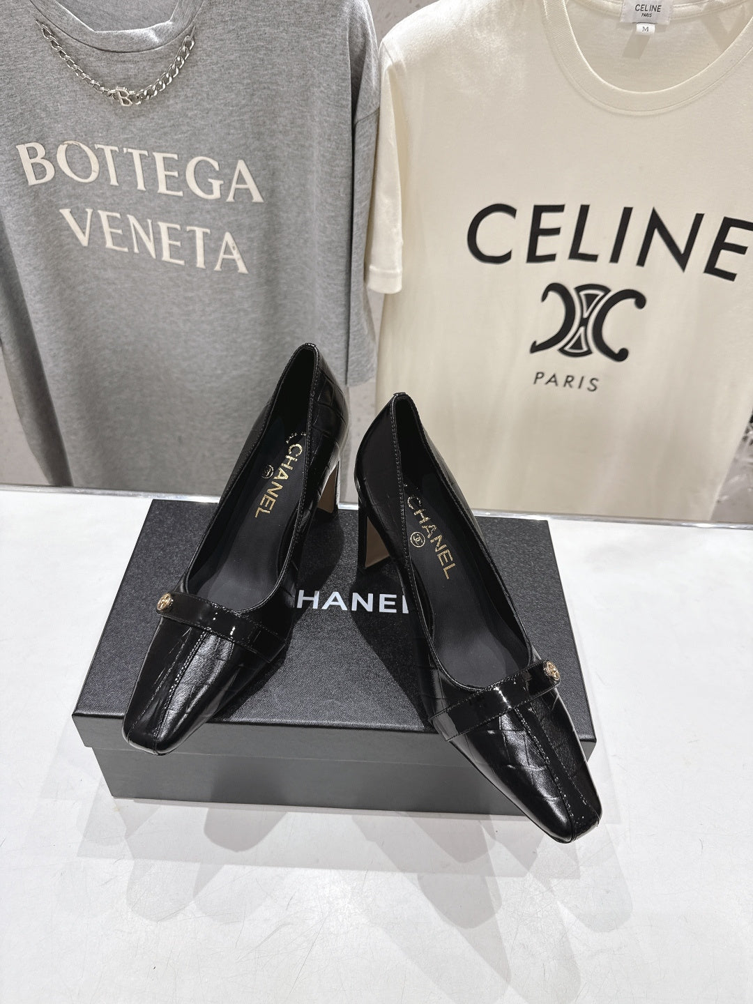 Chanel 2026 Embossed Patent Calfskin 85mm Pumps 896450