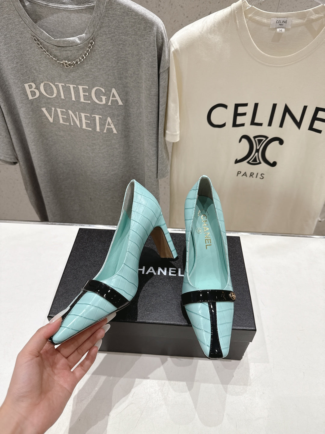 Chanel 2026 Embossed Patent Calfskin 85mm Pumps 896450