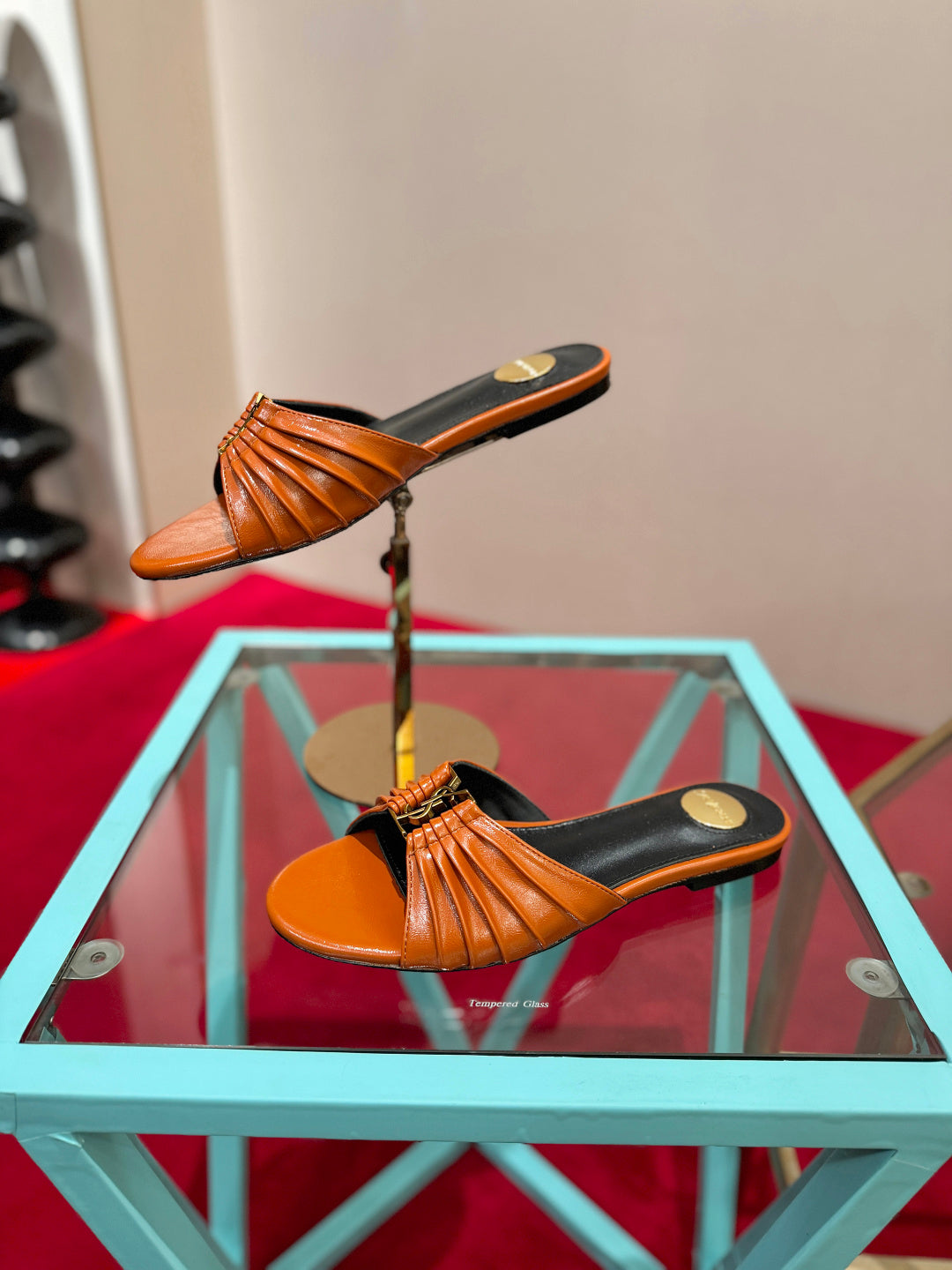 YSL 2026 Mule Sandal Calfskin With Gold Logo 925308