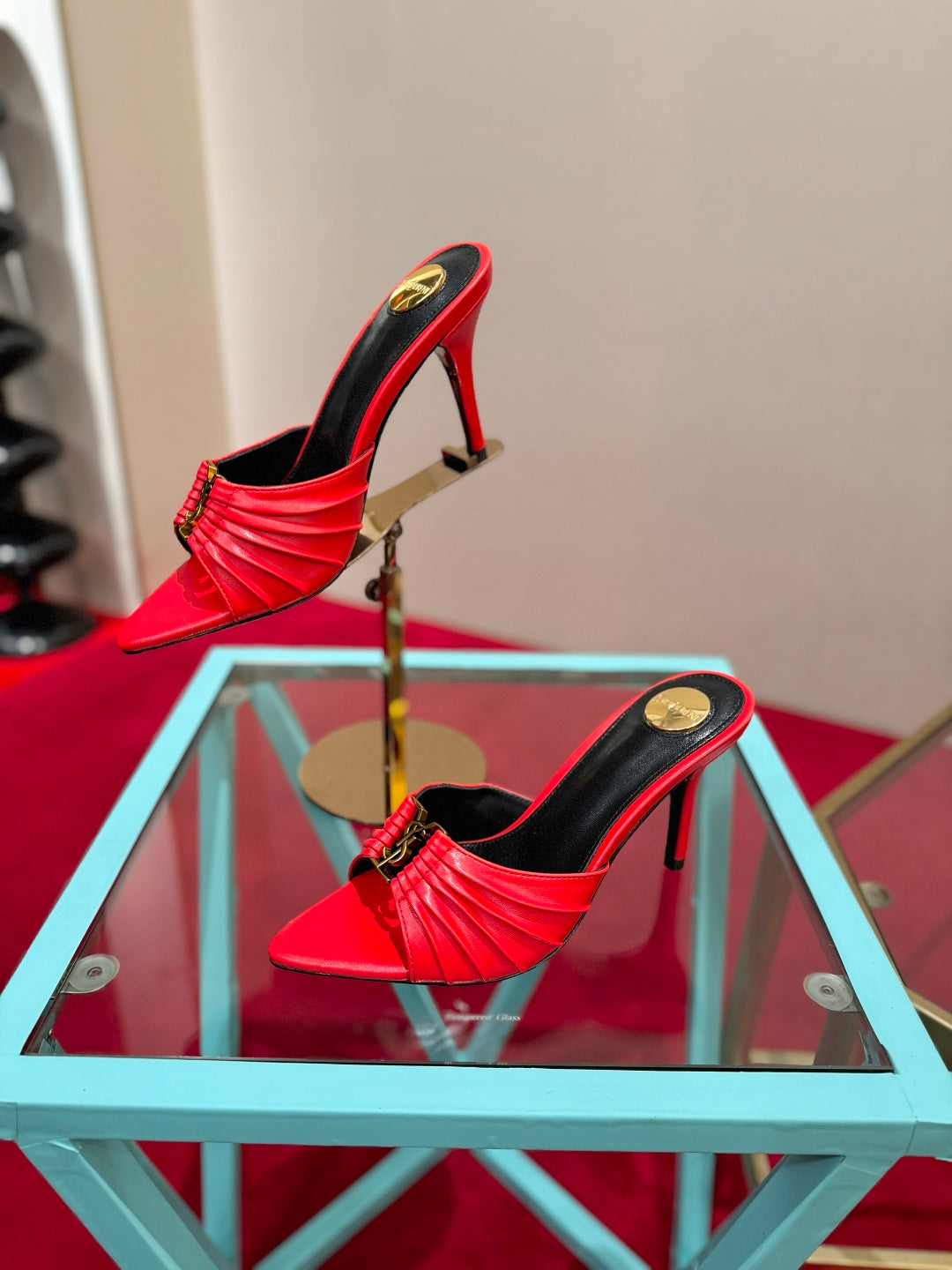 YSL 2026 Mule Sandal Calfskin With Gold Logo 925308