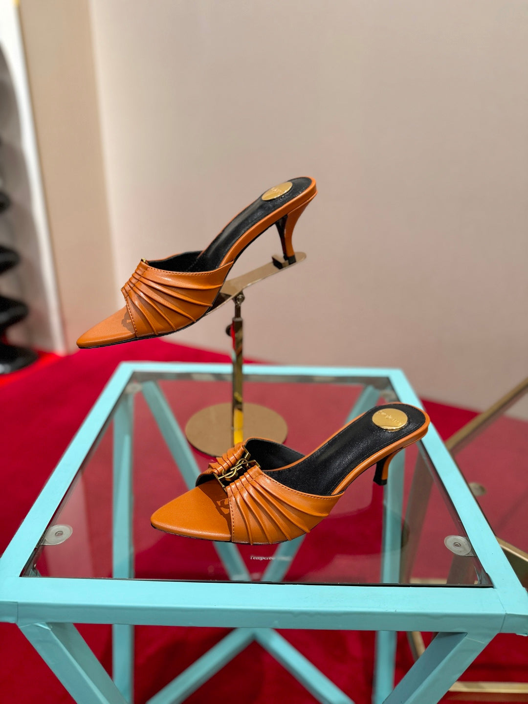 YSL 2026 Mule Sandal Calfskin With Gold Logo 925308