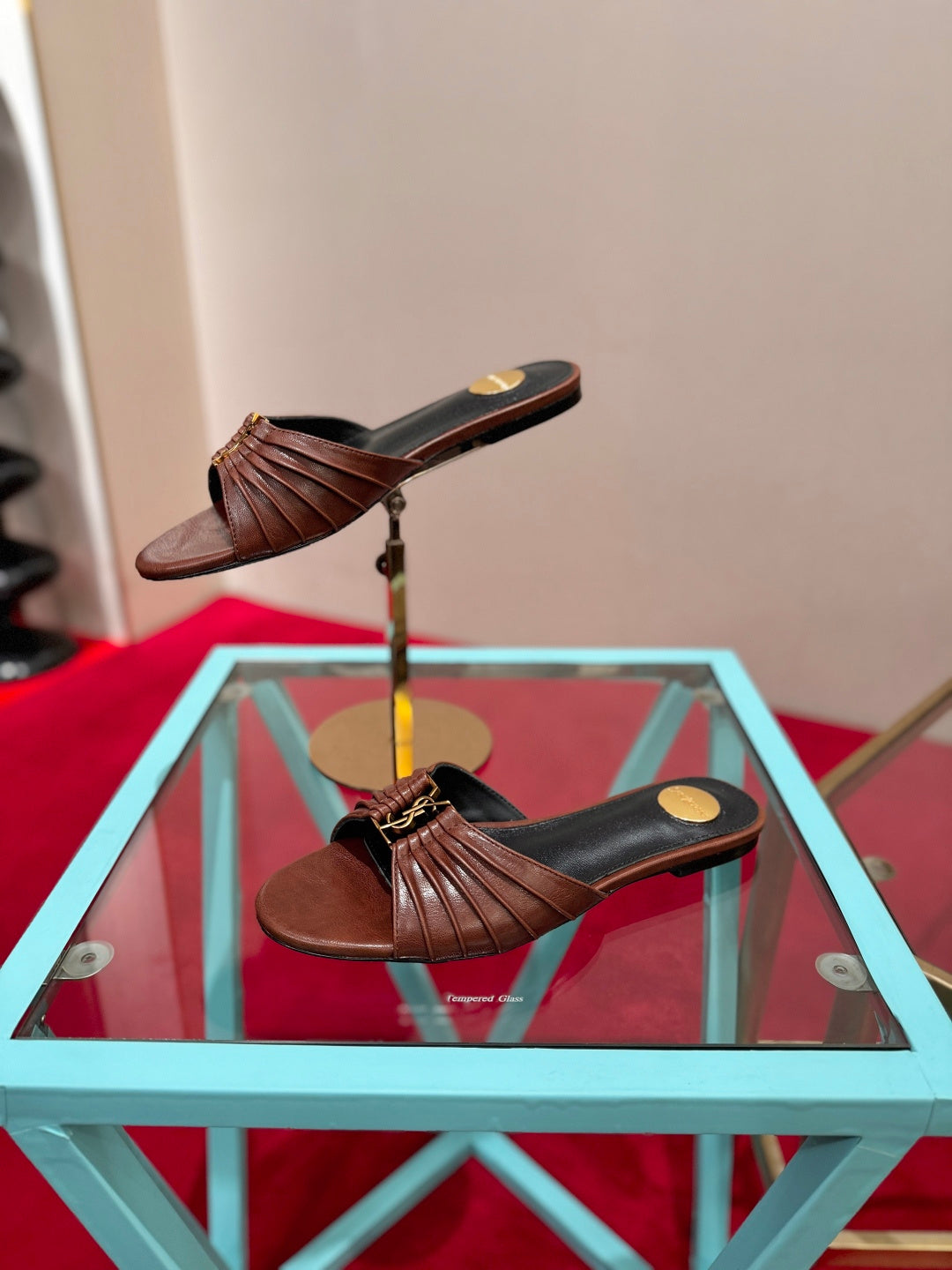 YSL 2026 Mule Sandal Calfskin With Gold Logo 925308