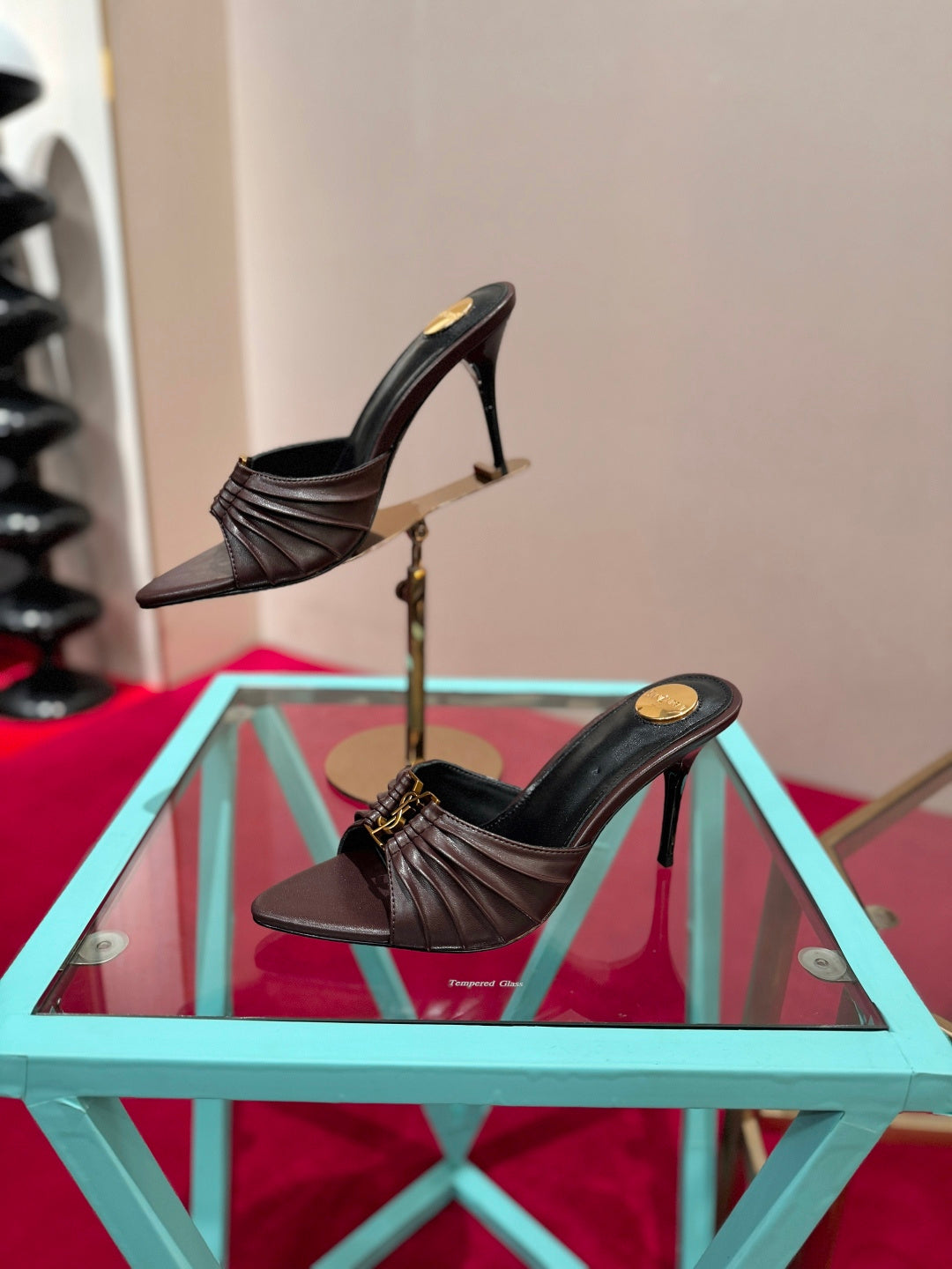 YSL 2026 Mule Sandal Calfskin With Gold Logo 925308