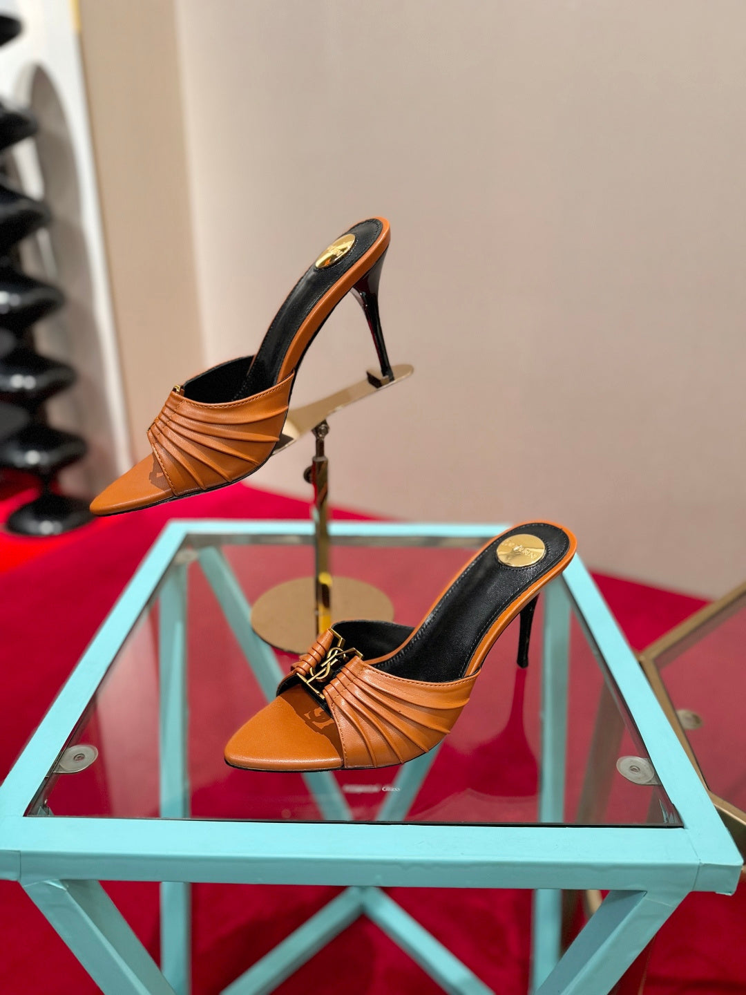YSL 2026 Mule Sandal Calfskin With Gold Logo 925308