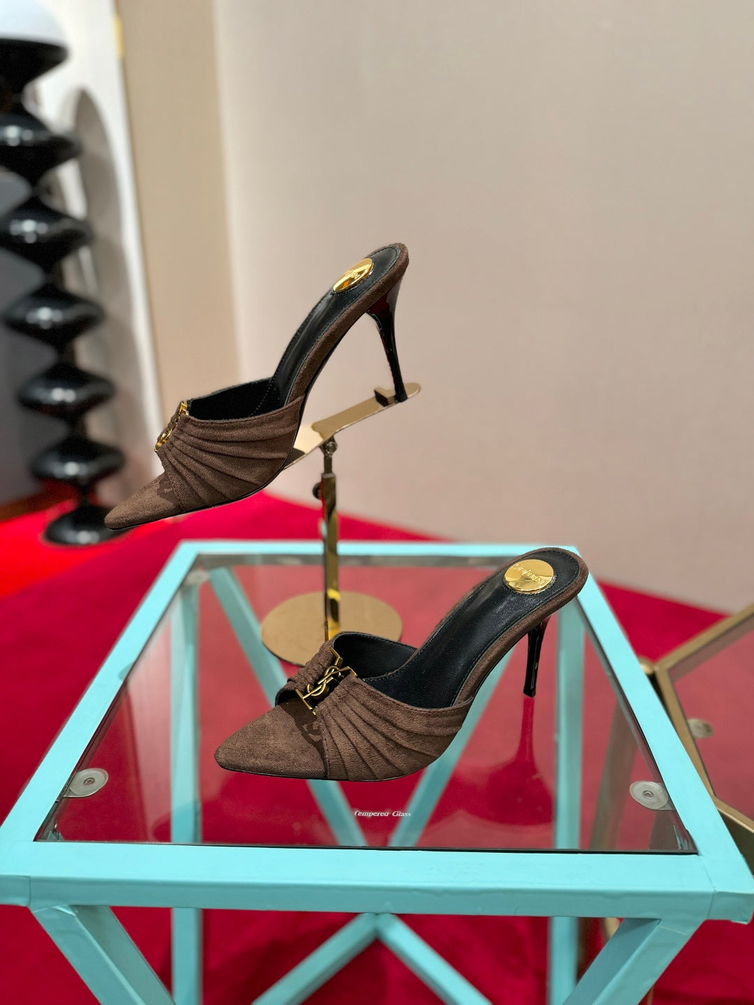 YSL 2026 Mule Sandal Calfskin With Gold Logo 925308