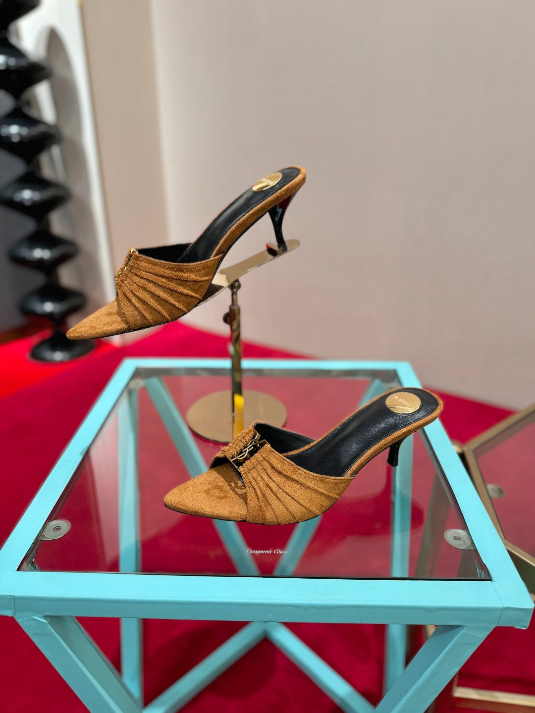 YSL 2026 Mule Sandal Calfskin With Gold Logo 925308