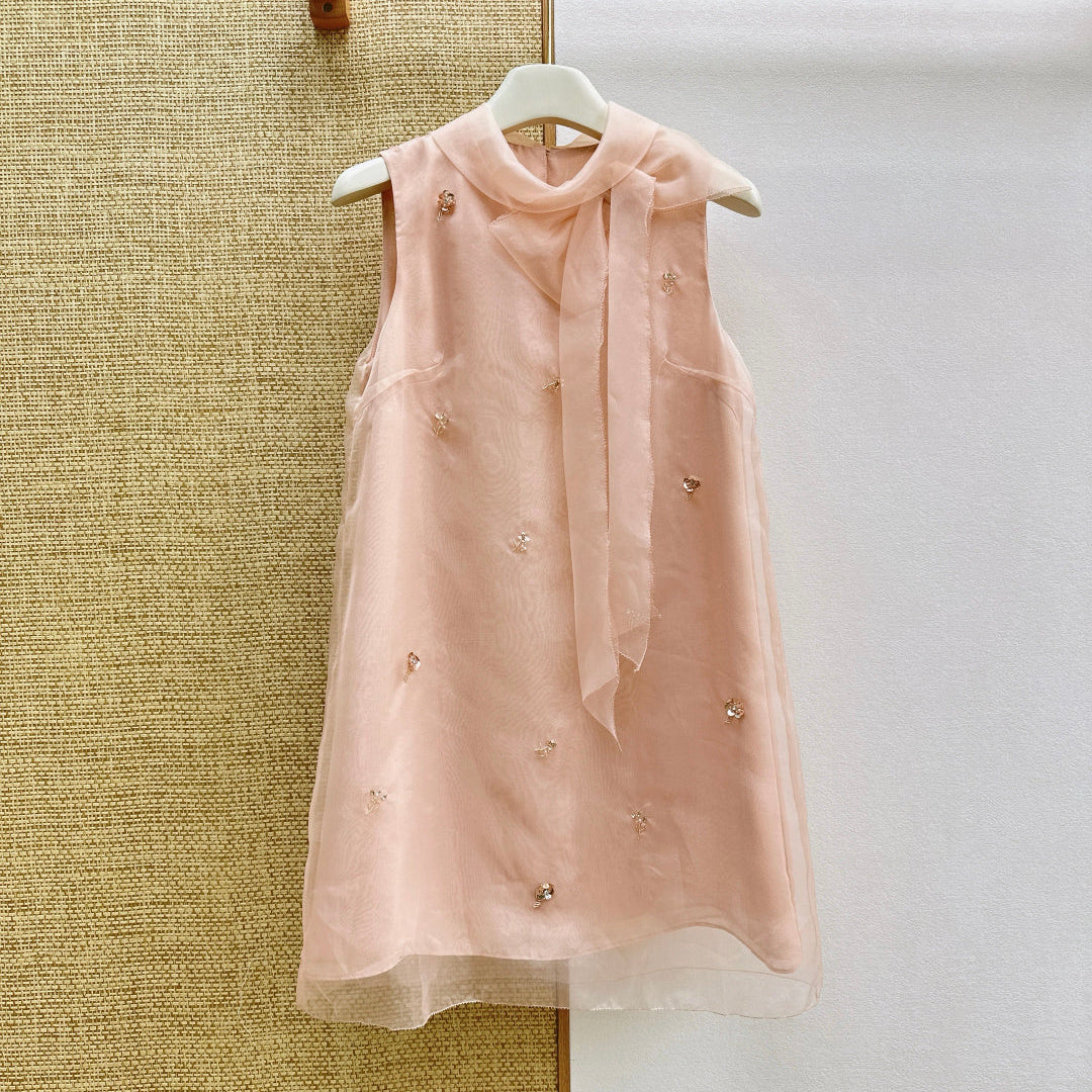 MiuMiu 2026 Sleeveless  Dress Voile 645313