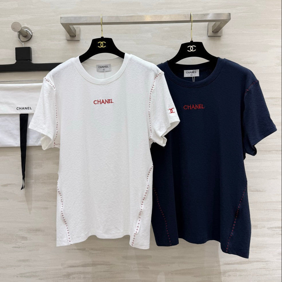 Chanel 2026 Hand-stitched Short-Sleeve T-Shirt Cotton 666402