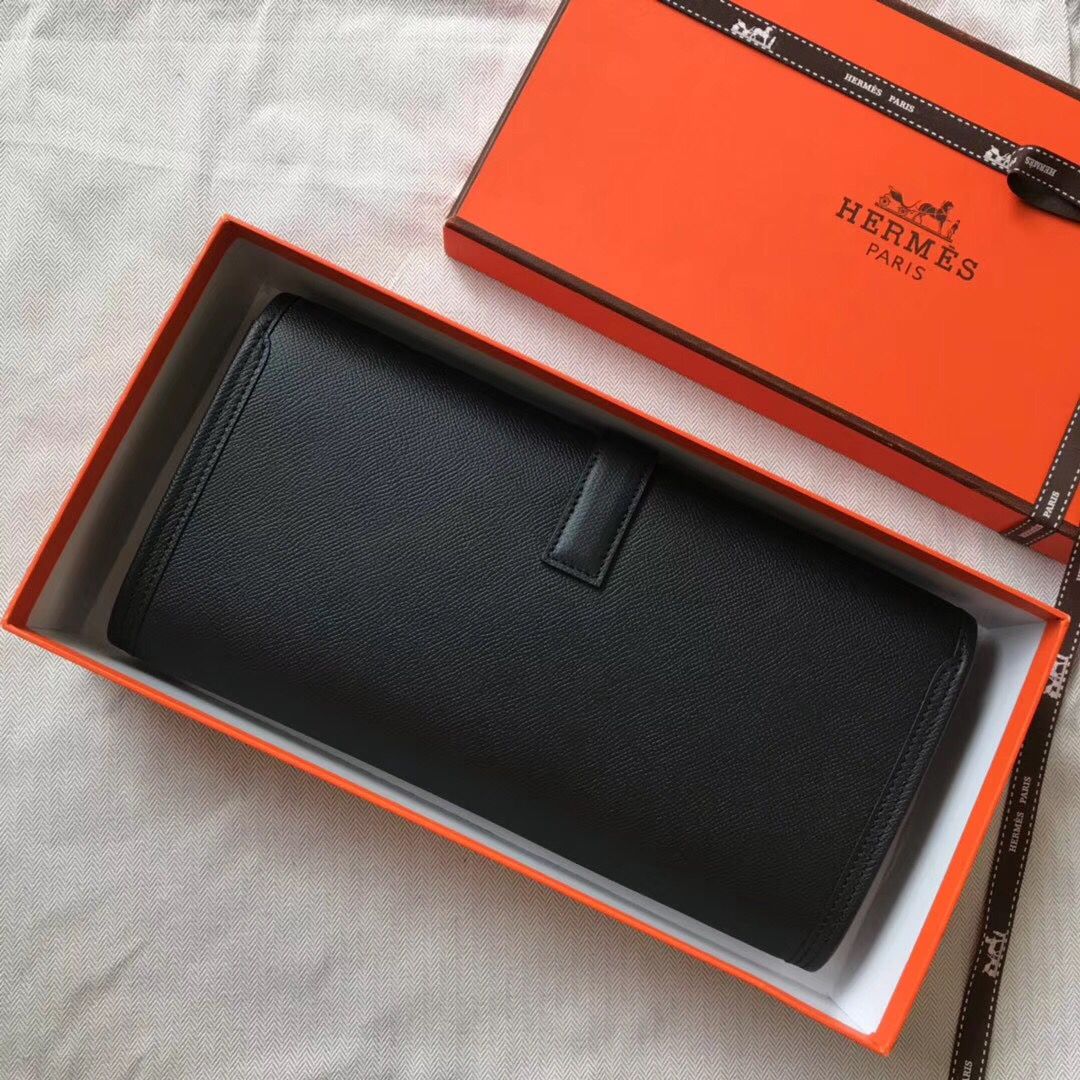Hermes Jige Elan 29 Clutch In Black Epsom Leather
