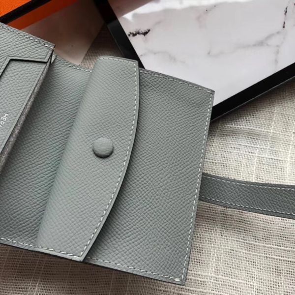 HM Bearn 10cm Mini Wallet In Grey Epsom Leather