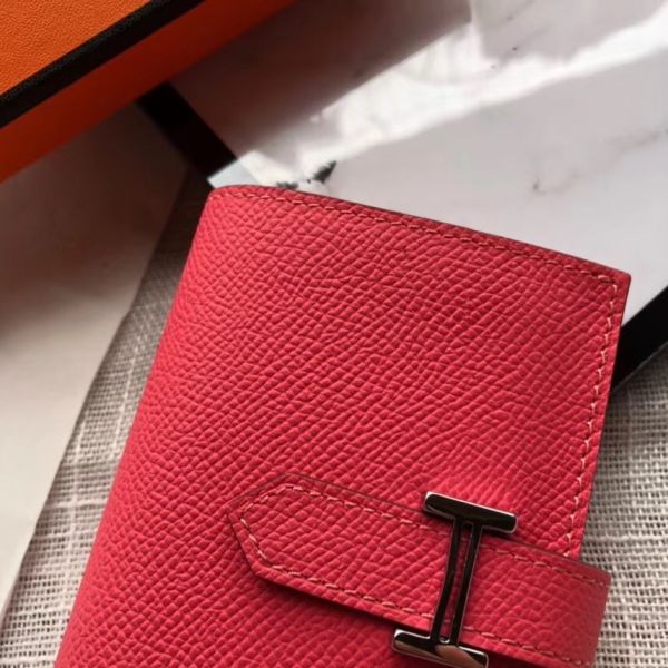 HM Bearn 10cm Mini Wallet In Rose Lipstick Epsom Leather
