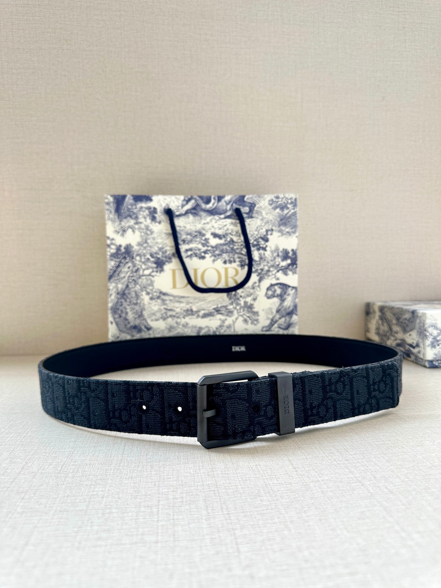 Dior Oblique Belt 35mm Jacquard and Grained Calfskin 208461