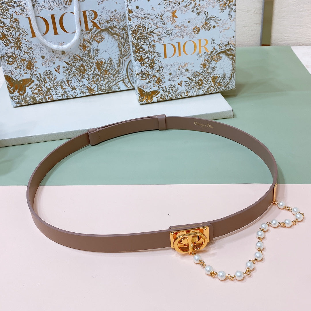 Dior Pearl Belt 20mm Cowhide 206419