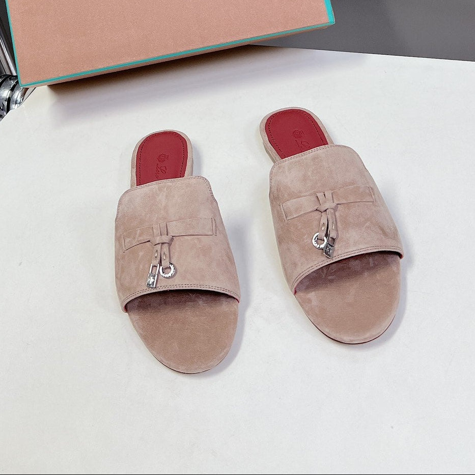 Loro Piana Summer Charms Flat Sandals Suede Lambskin