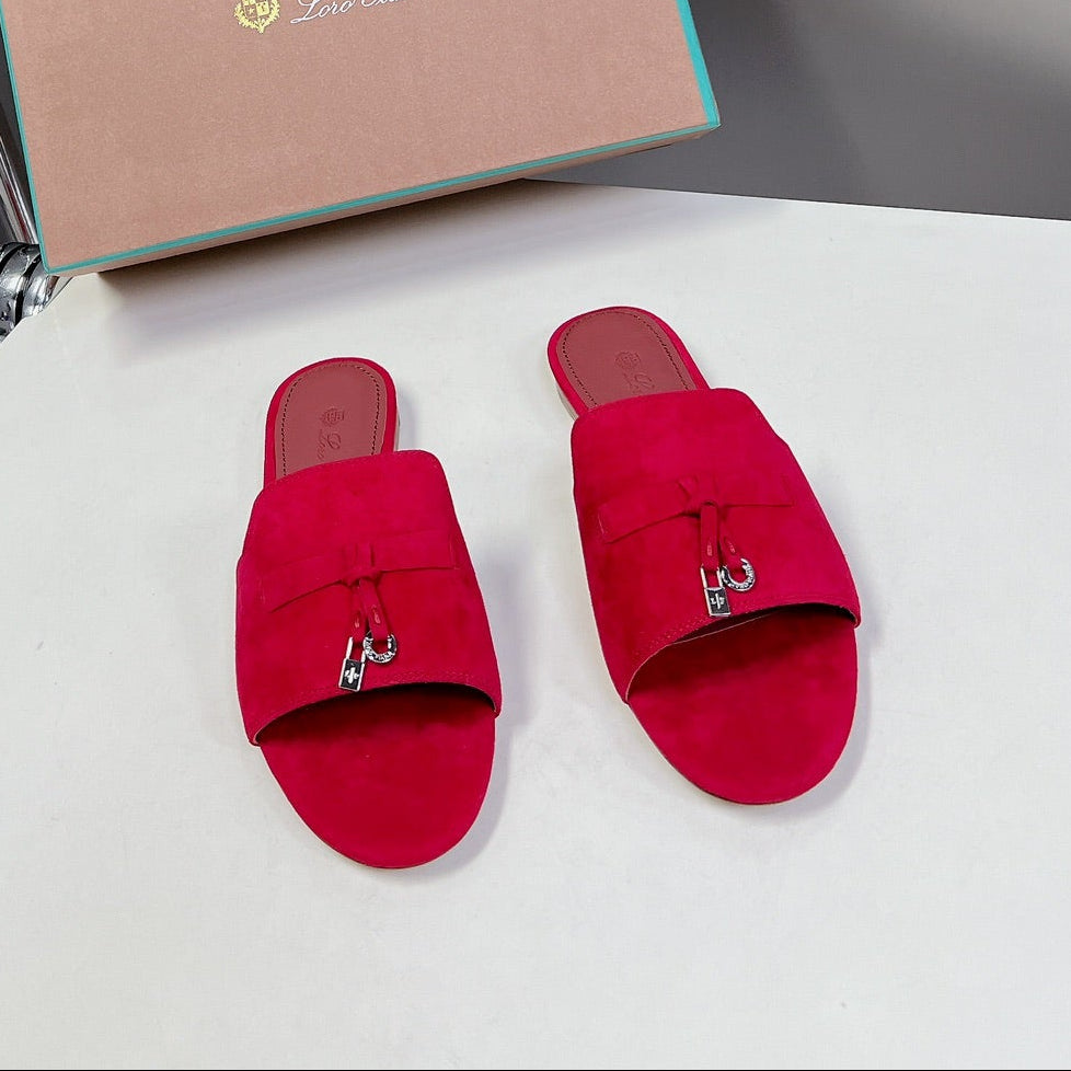 Loro Piana Summer Charms Flat Sandals Suede Lambskin