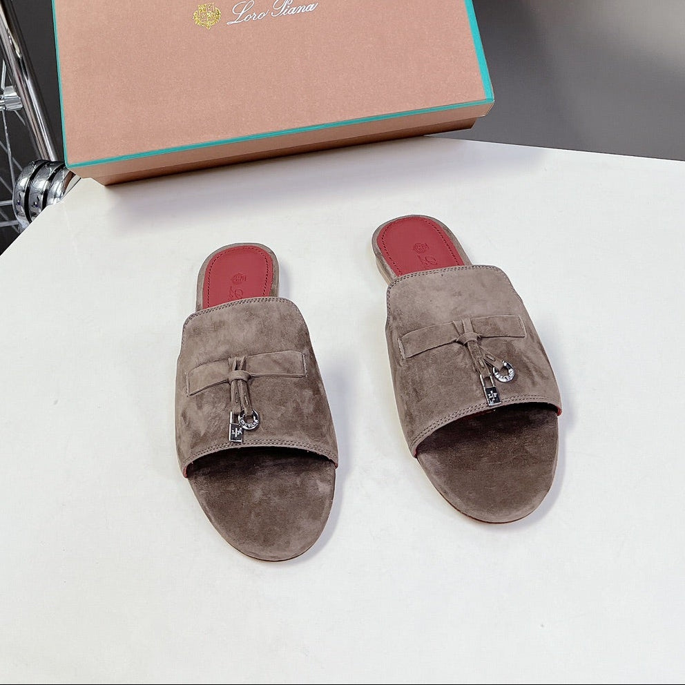 Loro Piana Summer Charms Flat Sandals Suede Lambskin