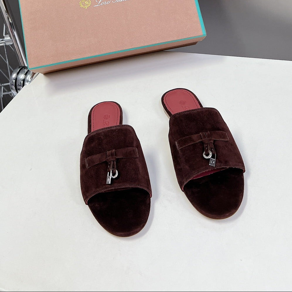Loro Piana Summer Charms Flat Sandals Suede Lambskin