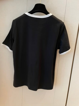 Celine Letter Logo Short-sleeved T-shirt Black and White Cotton