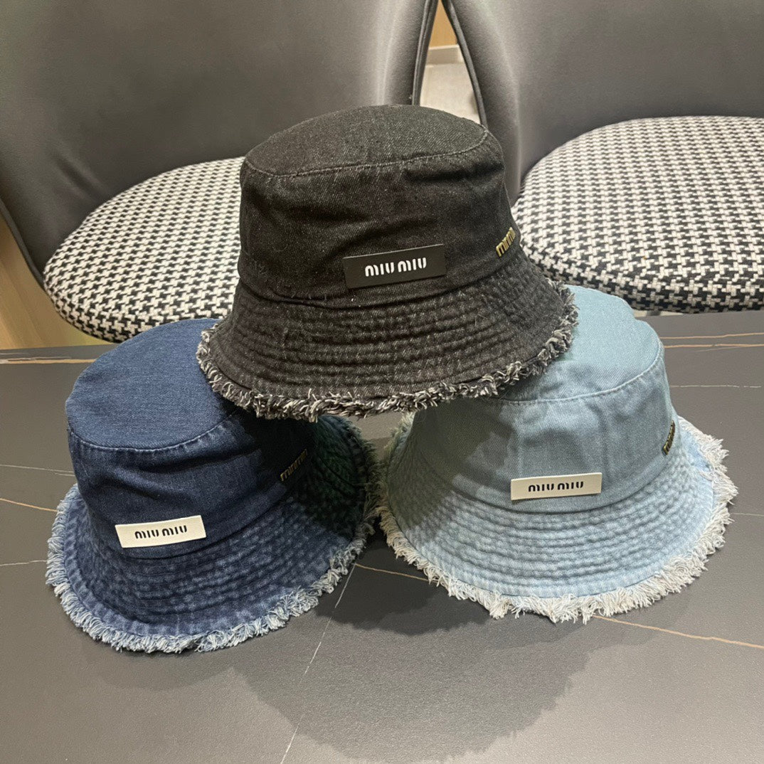 Miu Miu Denim Logo Bucket Hat 196114