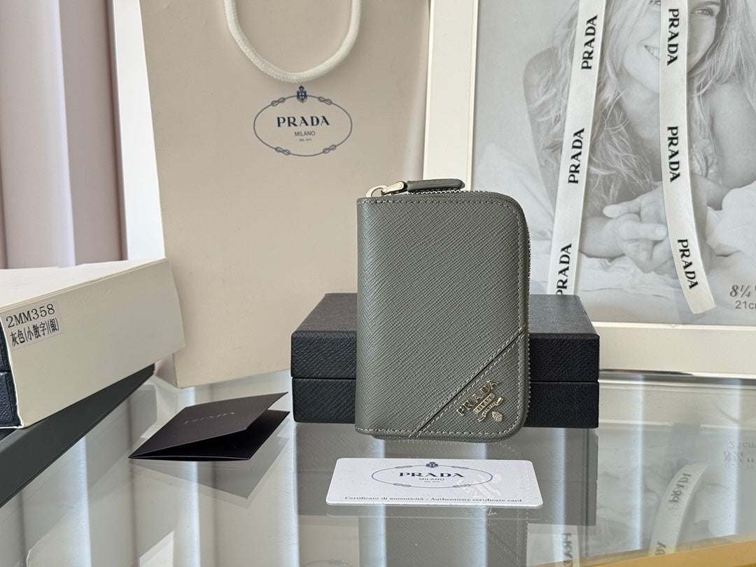 Prada 2026 Wallet 10cm Calfskin With Meta Logo