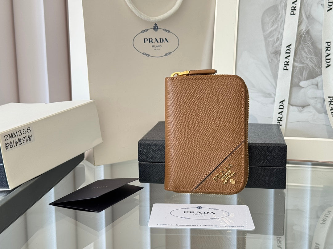 Prada 2026 Wallet 10cm Calfskin With Meta Logo