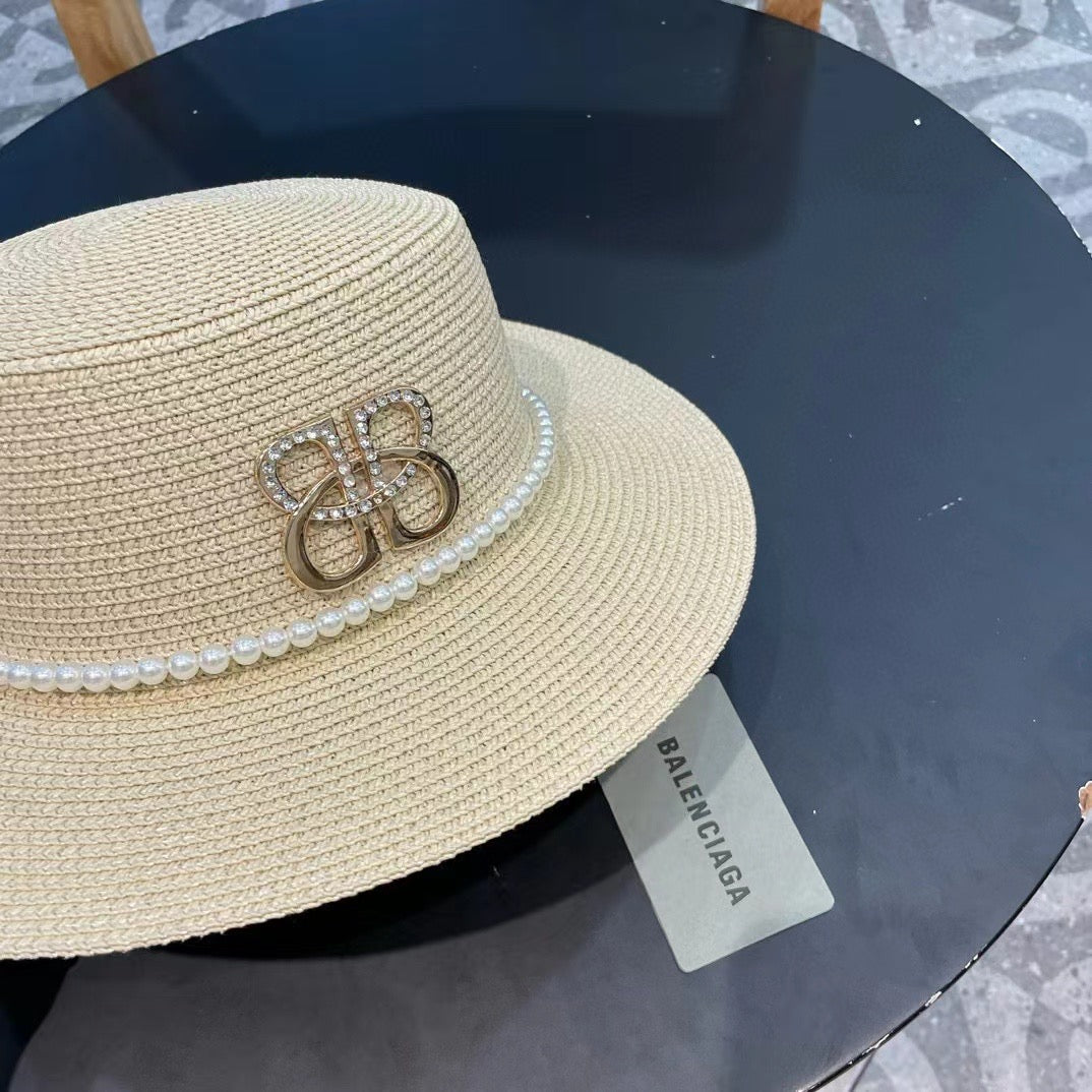 Balenciaga Logo Straw Hat 219086
