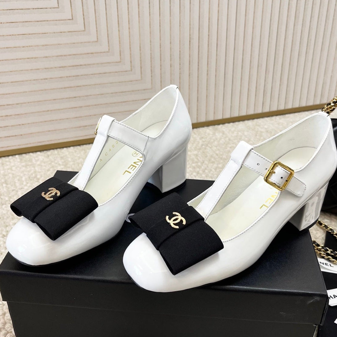 Chanel 2026 Fabric Bow Mary Jane Chunky Heel Shoe Patent Leather 787146