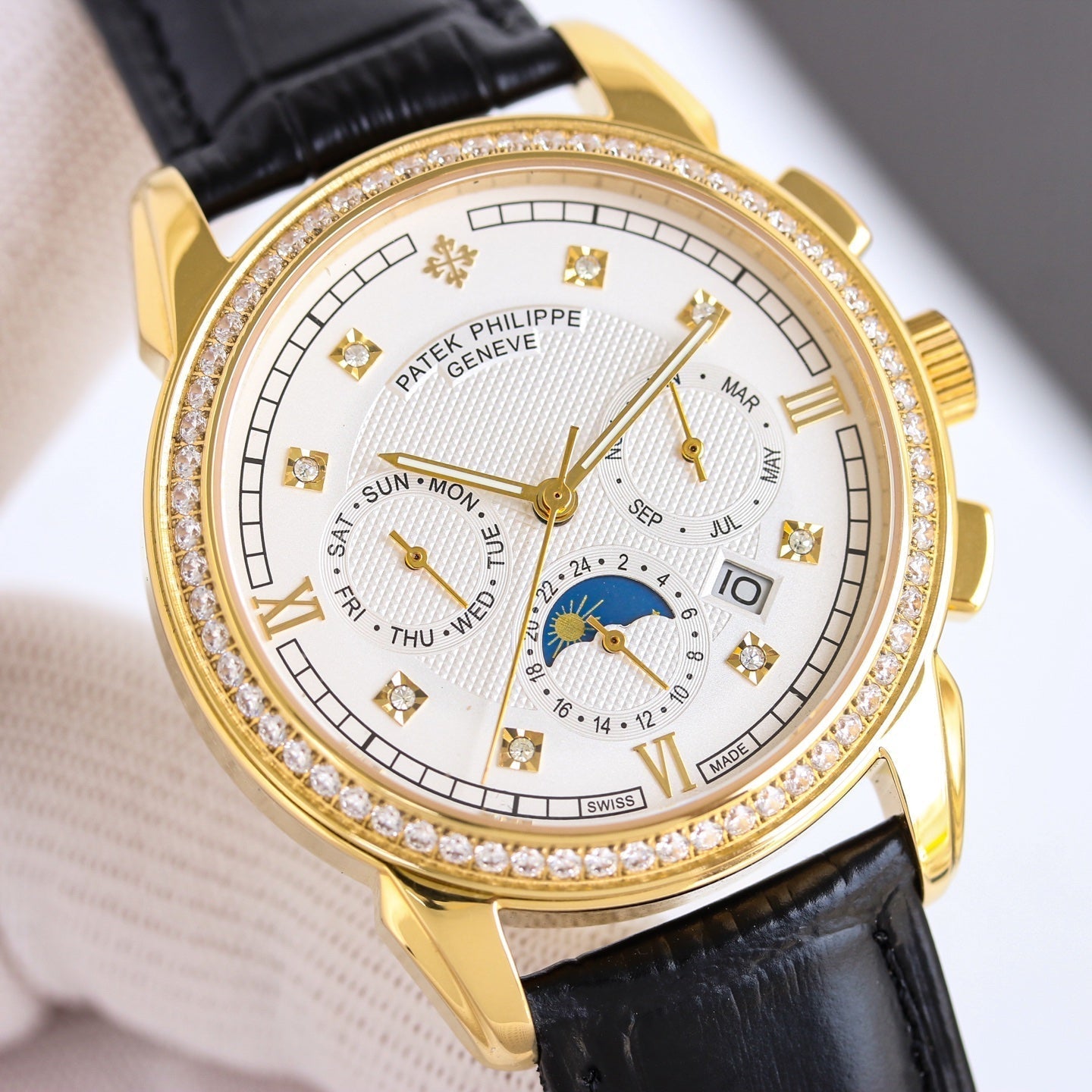 Patek Philippe Annual Calendar 42mm Gold Case Black Leather Strap