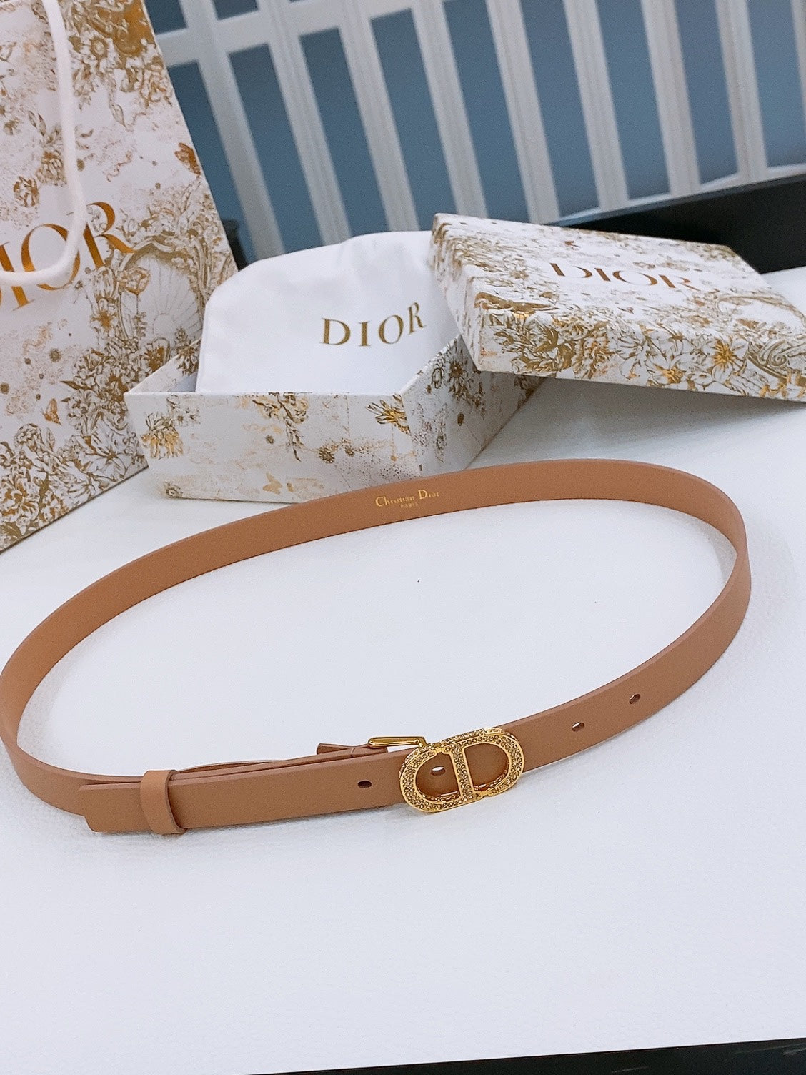 Dior Crystal Buckle Belt 20mm Smooth Calfskin 186307
