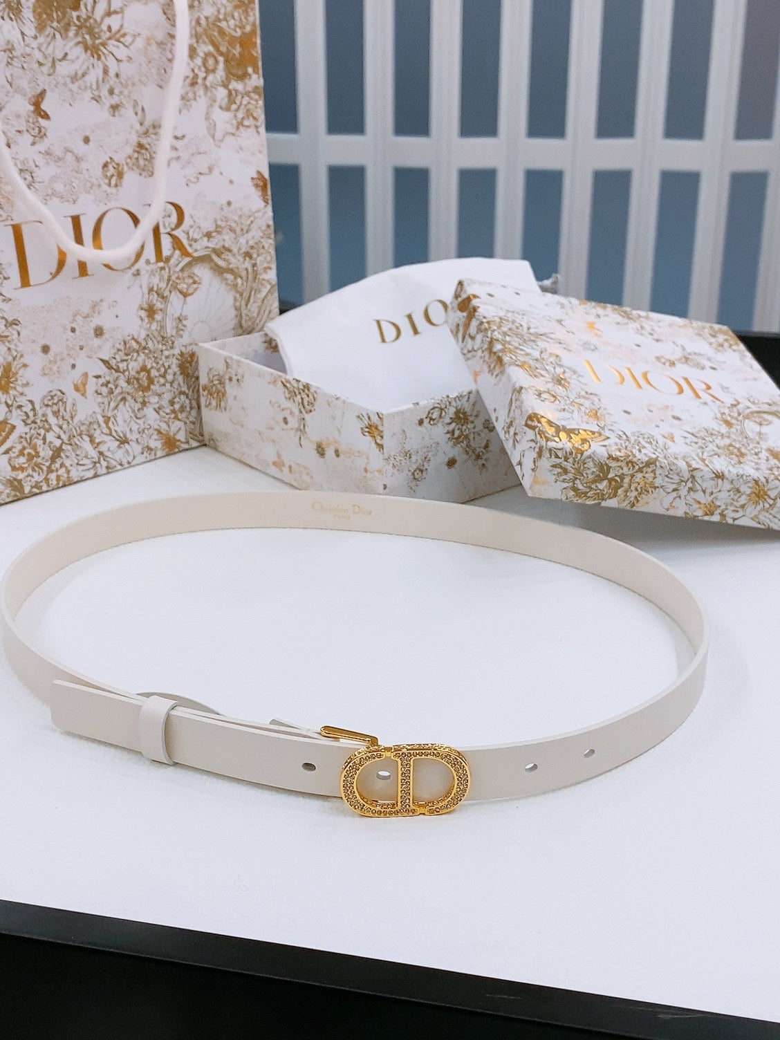 Dior Crystal Buckle Belt 20mm Smooth Calfskin 186307