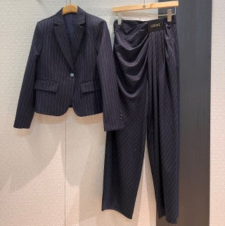 Loewe Draped Vest Suit Dark Blue Cotton