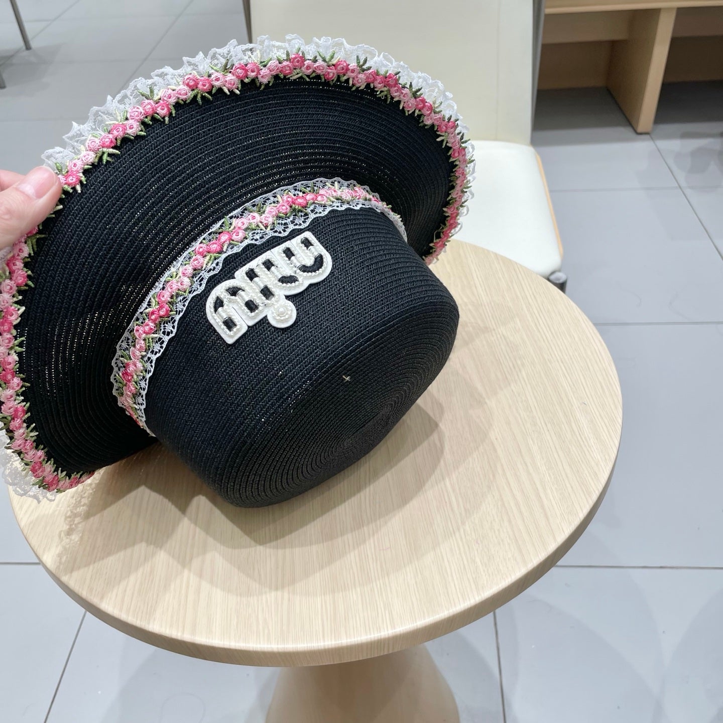 Miumiu Braided Straw-trimmed Bowl Hat 219091