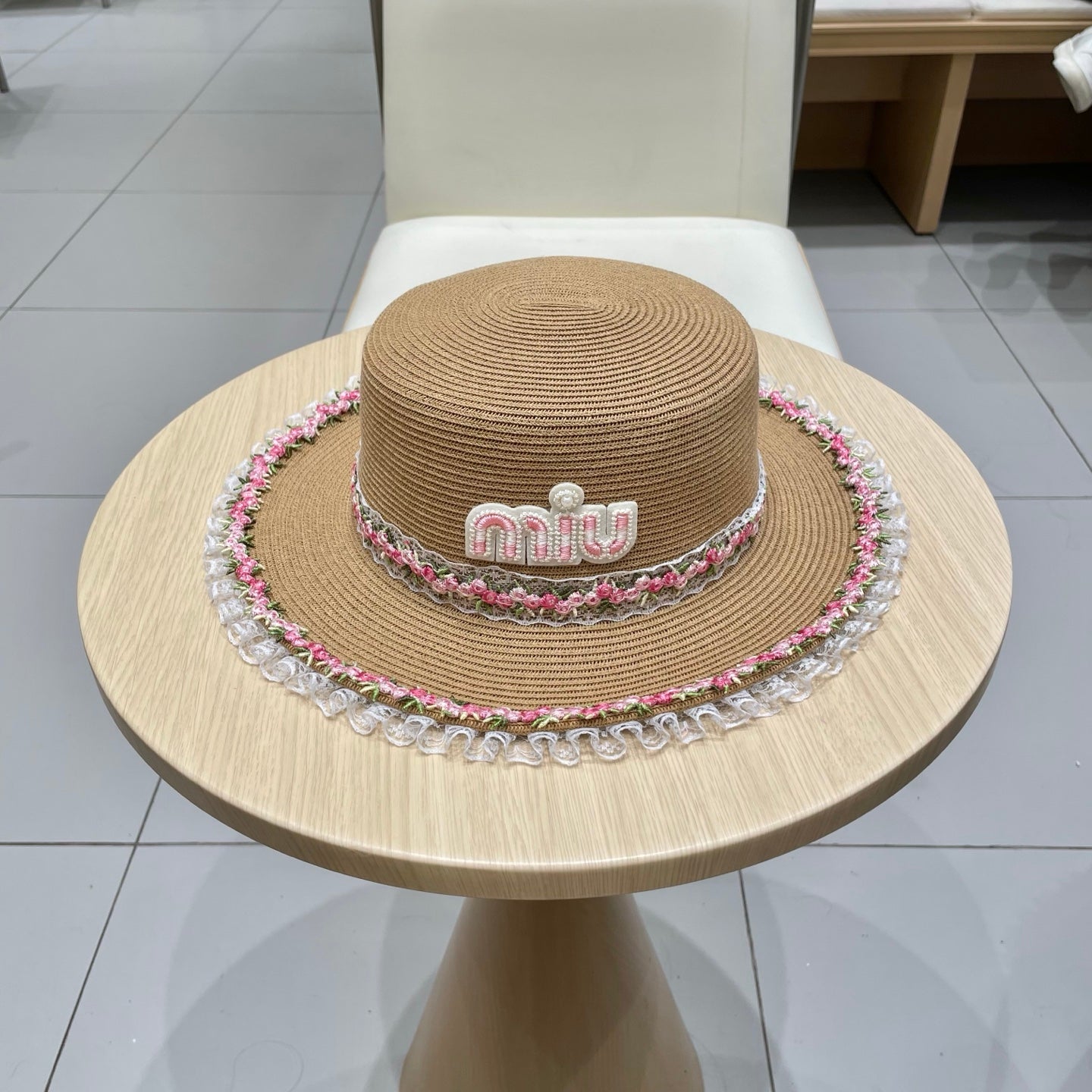 Miumiu Braided Straw-trimmed Bowl Hat 219091