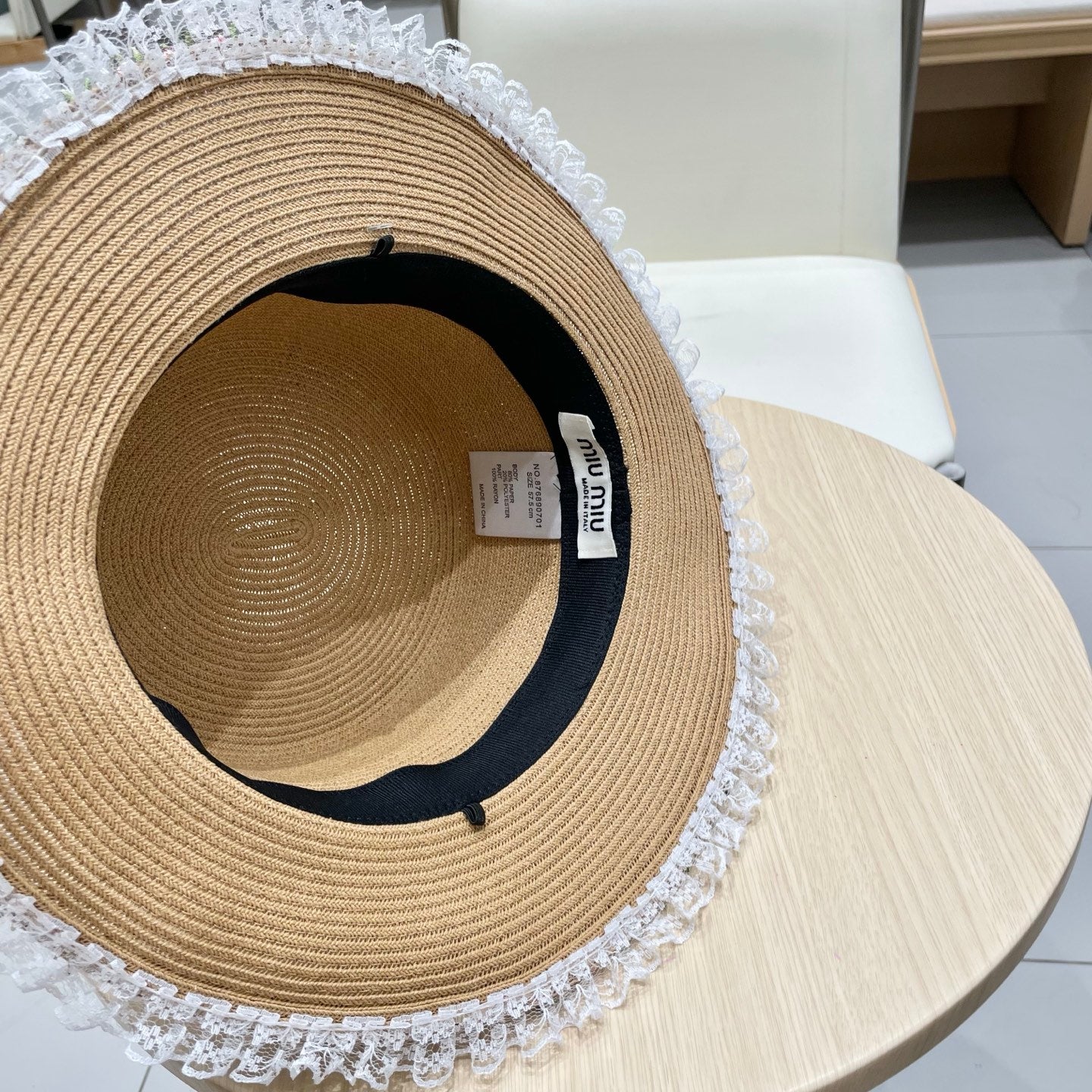 Miumiu Braided Straw-trimmed Bowl Hat 219091