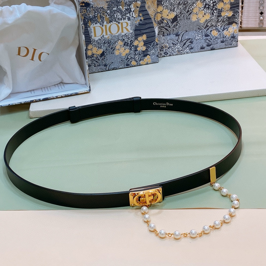 Dior Pearl Belt 20mm Cowhide 206419