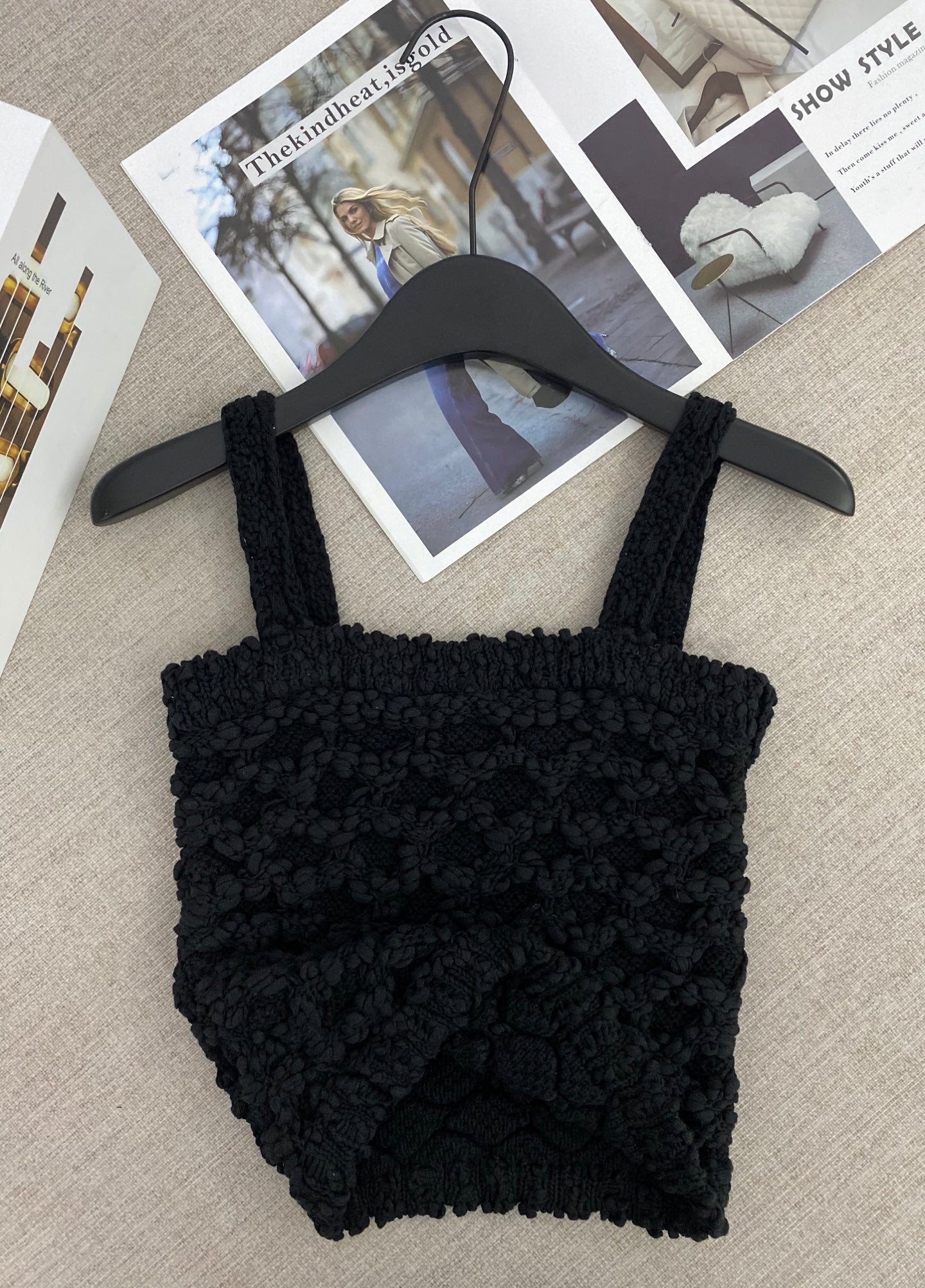 Chanel 2026 Tweed Diamond Quilted Openwork Knit Camisole Viscose Cotton 170743